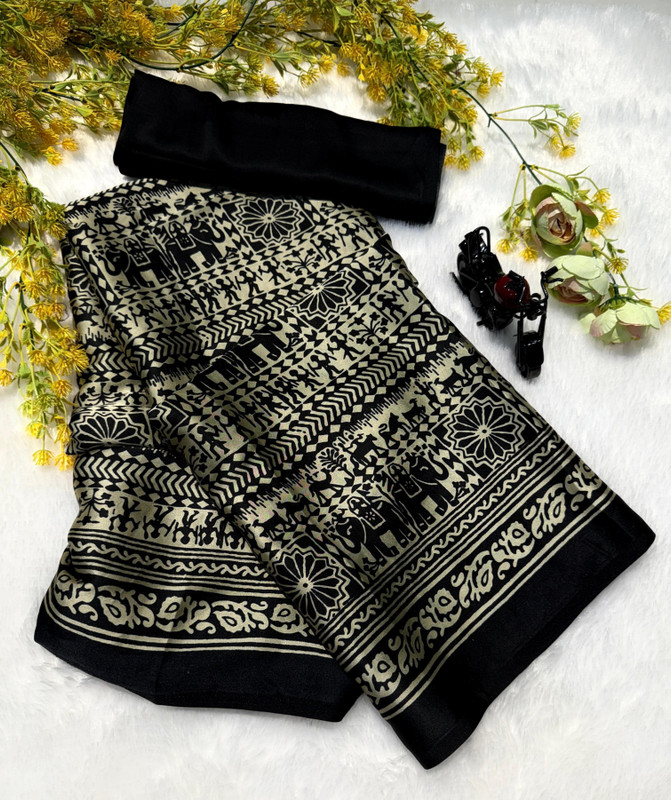 Arpita Fashion Woven Bollywood Satin Saree(Black)