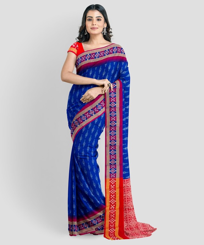 BSSaree Self Design Sambalpuri Silk Blend Saree(Blue)