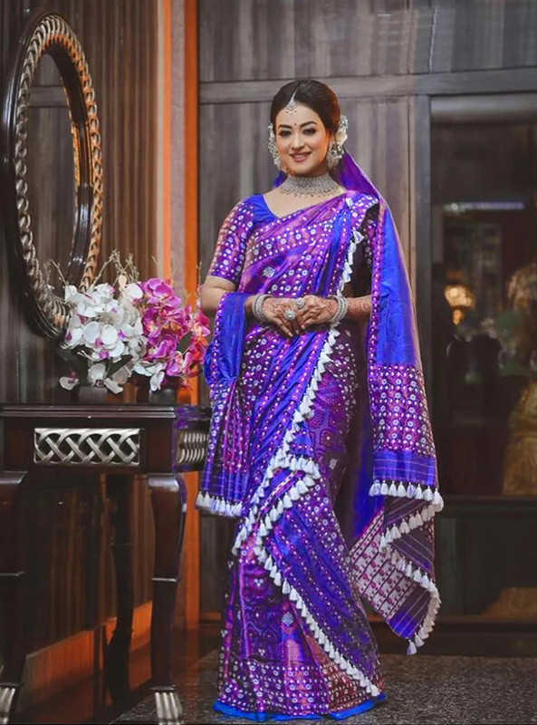 VM Selling Hub Woven Mekhela Chador Art Silk Saree(Multicolor)
