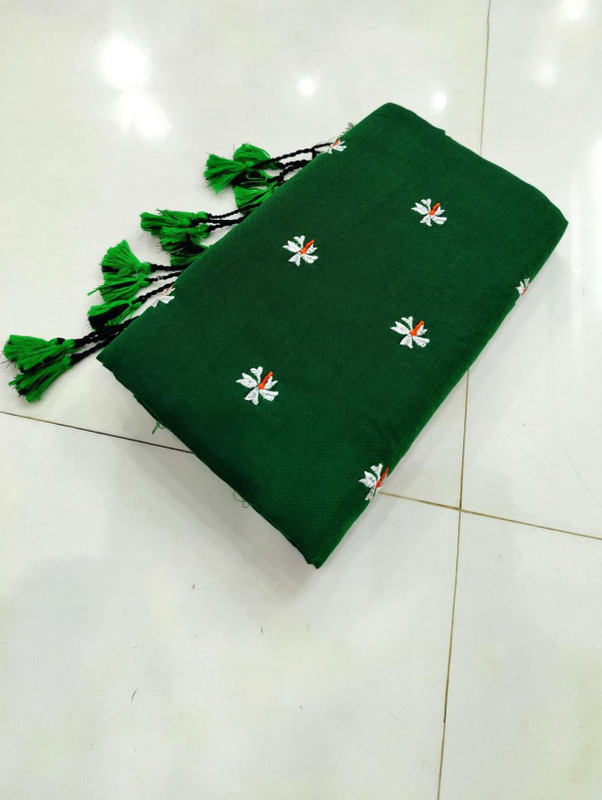RIDDHIMAN FASHION Floral Print Handloom Pure Cotton Saree(Green)