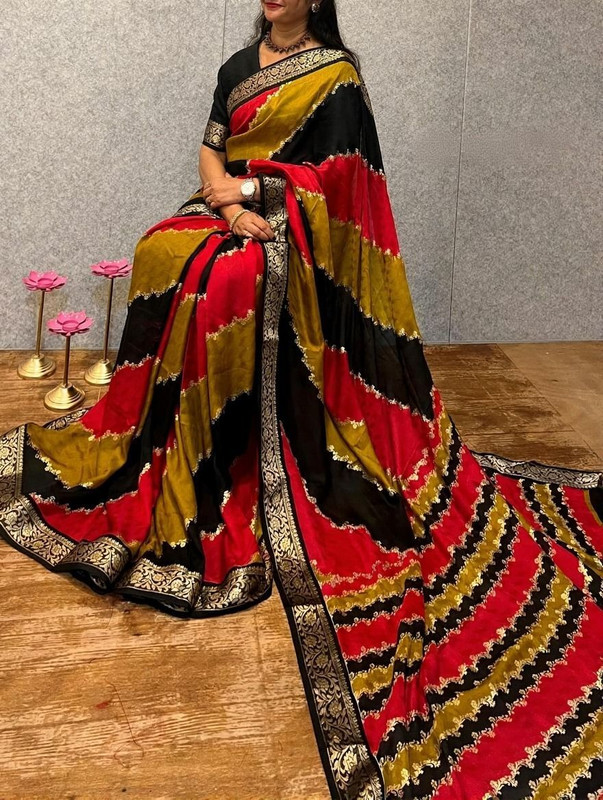 Hetvi Fashion Embellished Bollywood Pure Silk Saree(Multicolor)