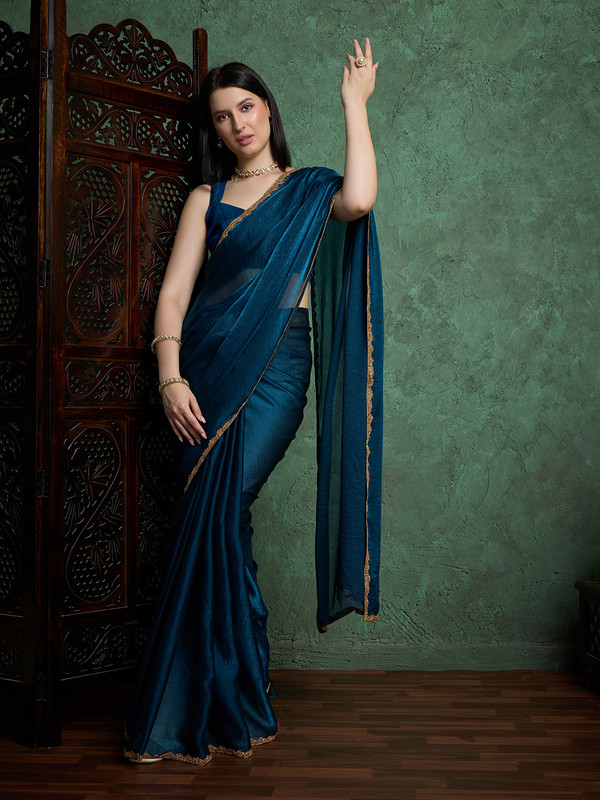 Dhimahi Solid/Plain Bollywood Chiffon Saree
