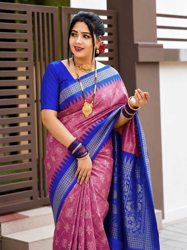 Sairi Woven Sambalpuri Art Silk Saree(Pink)