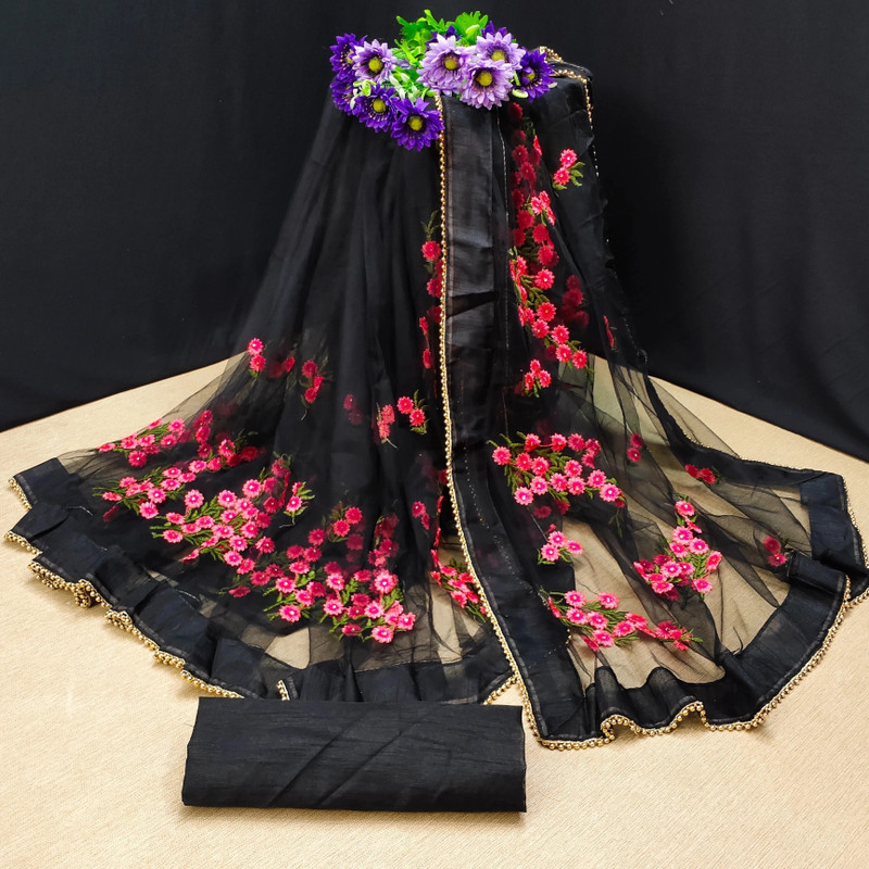 Patlani Style Embroidered Bollywood Net Saree