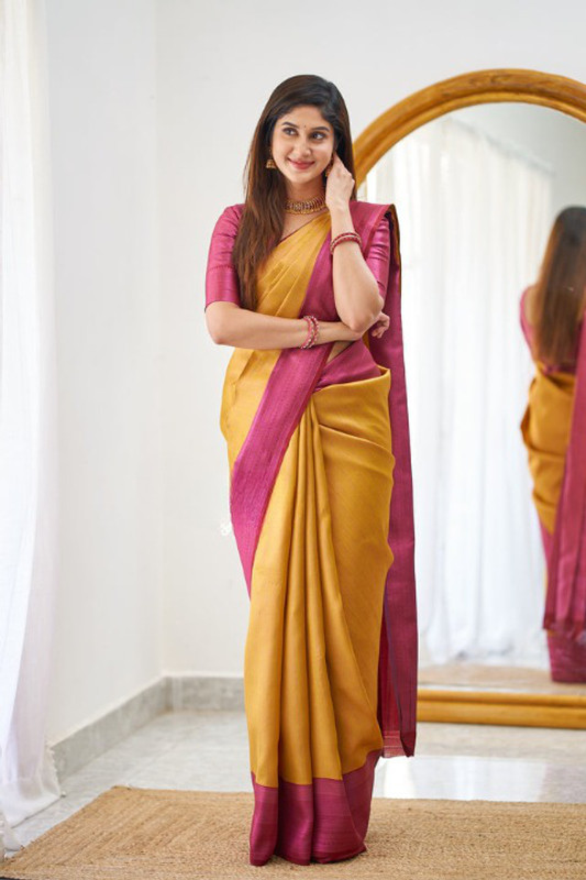 Bhumika Creation Woven Kanjivaram Pure Silk, Art Silk Saree