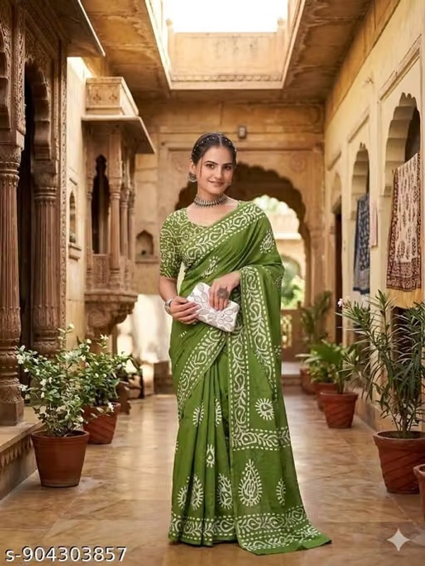 lexus fashion Printed Bandhani Pure Cotton Saree(Multicolor)