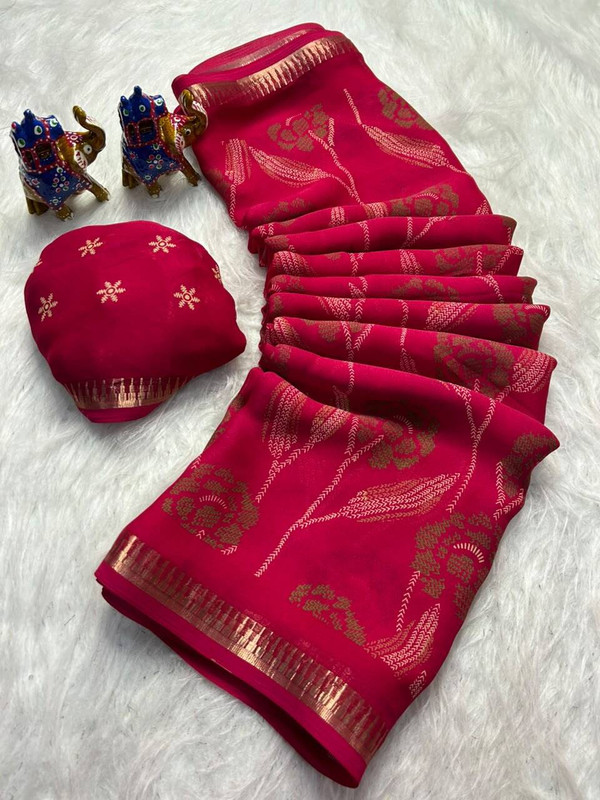 MANVIKA FASHION Printed Daily Wear Art Silk Saree(Pink)
