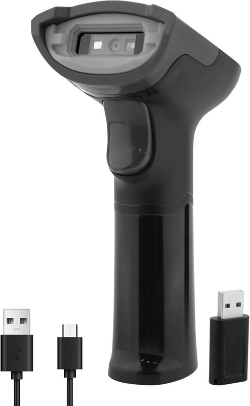 OnlyU 2D & 1D Bluetoot & Wireless Barcode & QR Code Scanner High-Speed Scan Handheld Handheld Compatible QR Code & Barcode Button Scan/Induction and Continuous Scan Scanner(Black)