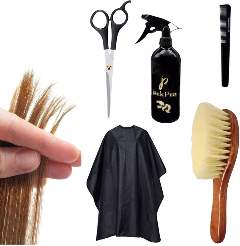 Doberyl Baber 5 Pcs Hair Cutting Scissor Kit, Neck Duster Hair Comb spray bottle Aprons Scissors(Set of 5, Black)