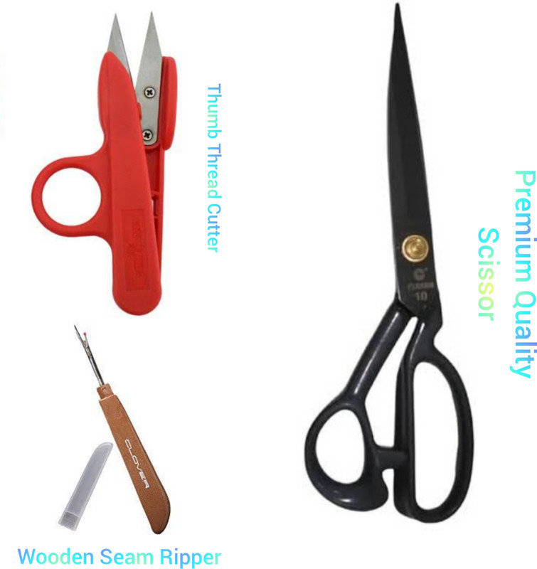 nts Combo Pack of Sewing Thread Cutter, Seam Ripper, Premium Scissors Scissors(Set of 1, Black)