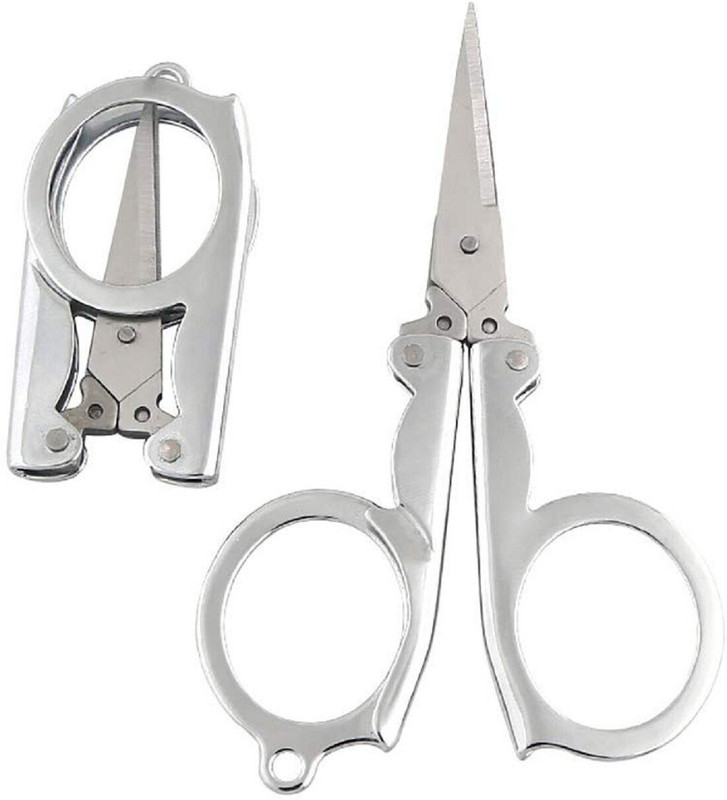 LAMRA Folding Small Scissors for Moustache Trimming Scissors(Set of 1, Silver)