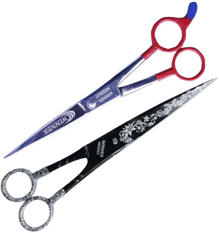 THEARMORYKING Professional Hair Cutting Scissor Set for Men & Women (2 Pieces) Scissors(Set of 1, Black, Silver)