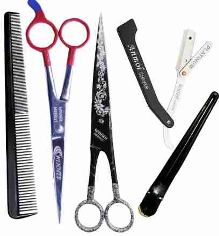 THEARMORYKING Hair Cutting Scissor Barber Scissors Kit | Mens Grooming Hair Cutting Tools Scissors(Set of 1, Black)