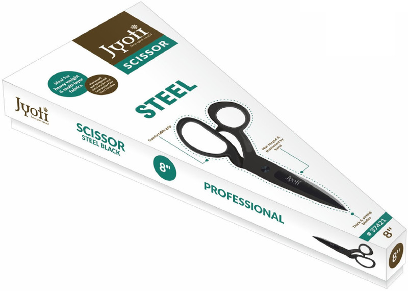 Jyoti Scissor 8" Steel for Professional Use, Strong Blades for Fabrics & Tailoring, Scissors(Set of 1, Black)