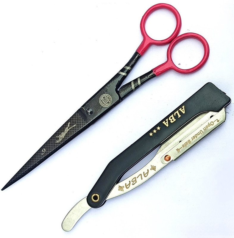 aramco india Professional Barber Scissor and Razor Scissors(Set of 2, Multicolor)