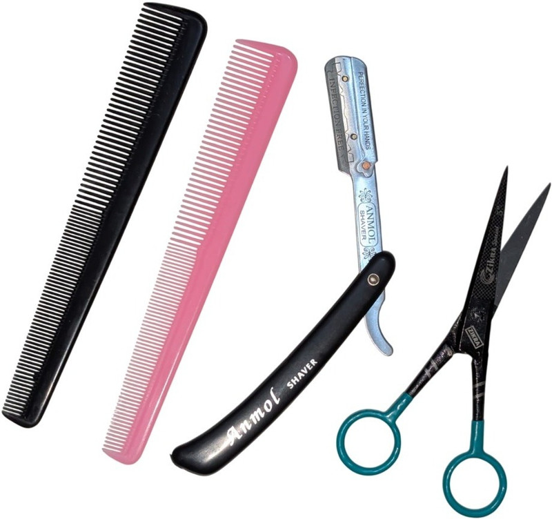 Zikra 5 " Hair Cutting Scissor Saloon Scissors Set Combo Razor Comb Barber Accessories Scissors(Set of 1, Black)