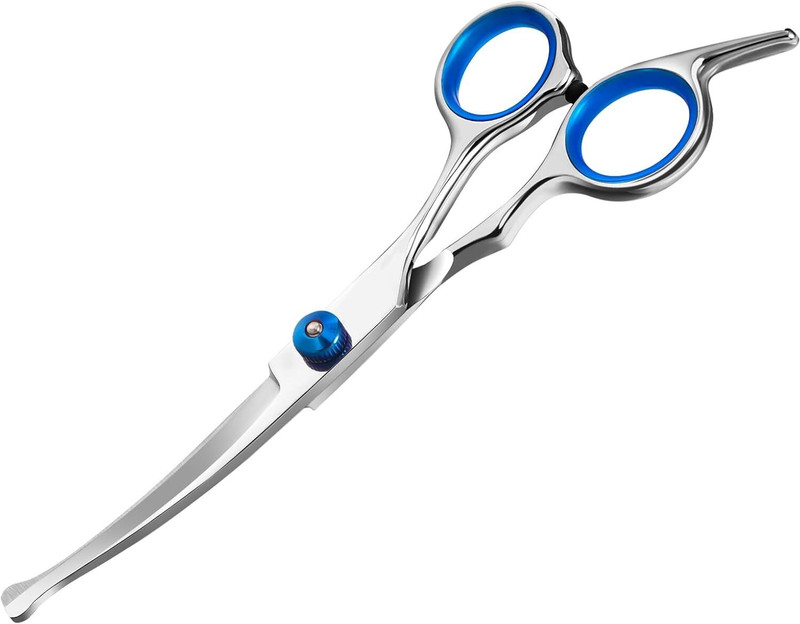 HEZON Safety Round Tip Grooming Scissors, Stainless Steel Fur Scissors Scissors(Set of 1, Silver)