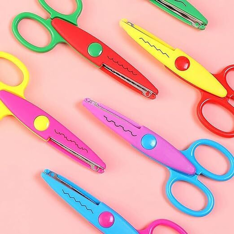 Eclet Zig Zag Scissor for Craft Work Sharp cutting Scissor for Different Pattern Scissors(Set of 6, Multicolor)