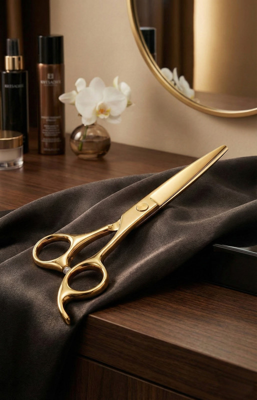 Rebelle Beauty Professional Hair Cutting Stainless Steel Japanese Technology Scissors(Set of 1, Golden)