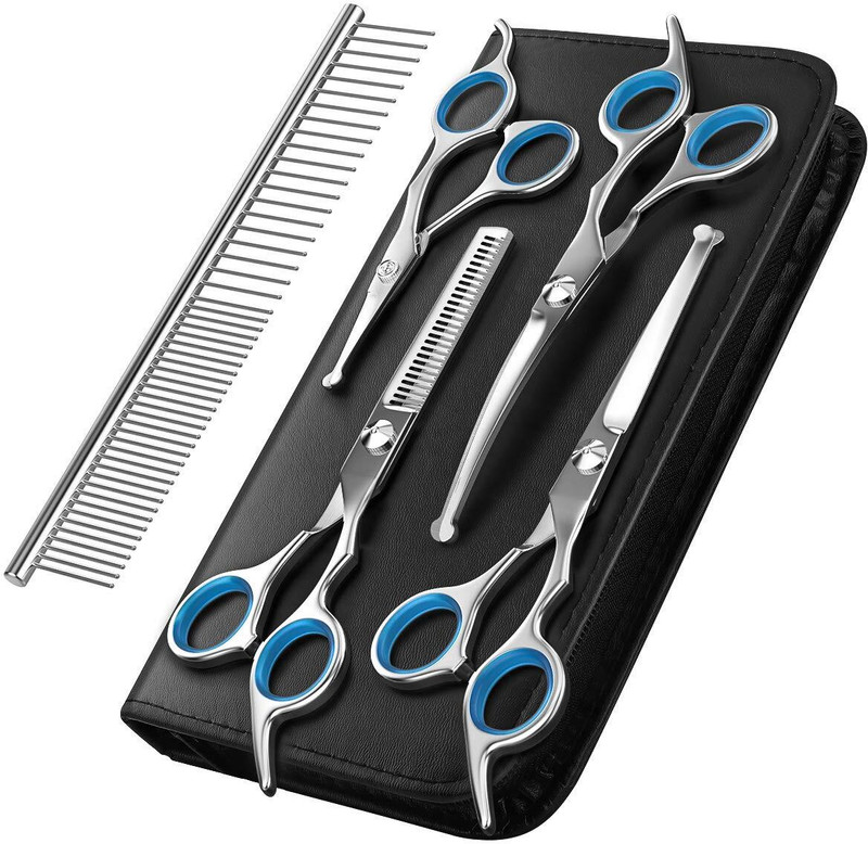 YMS Professional Pet Grooming Kit 6 In 1 Dog Grooming Scissor Kit Scissors(Set of 4, Black)