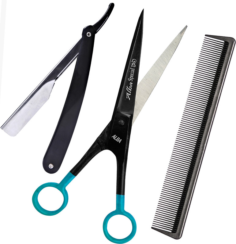 ALBA Professional Salon Scissor, Premium detangle Comb and Everyday Razor combo Scissors(Set of 1, Multicolor)