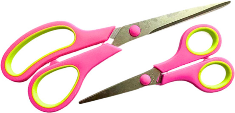 MR CRAFT Scissors for Office,School,Kitchen and Beard Scissors(Set of 2, Neon Pink)