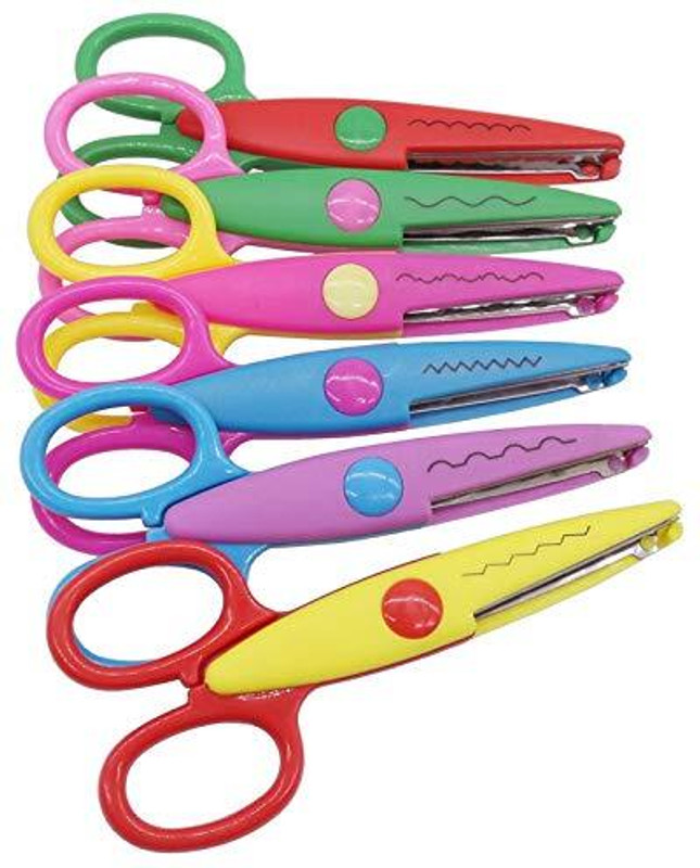 Freedy Designer Shape Cutter Zig Zag Scissor(pack of 6) Scissors(Set of 6, Multicolor)
