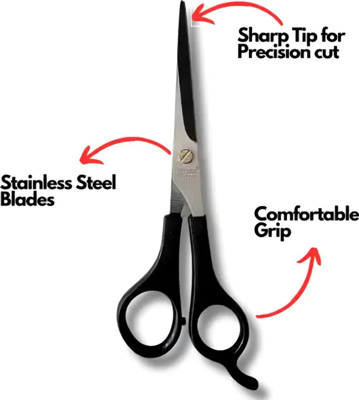 Glamezone Stainless Steel Hair Cutting & Thinning Scissor for Men Women Scissors(Set of 1, Black)