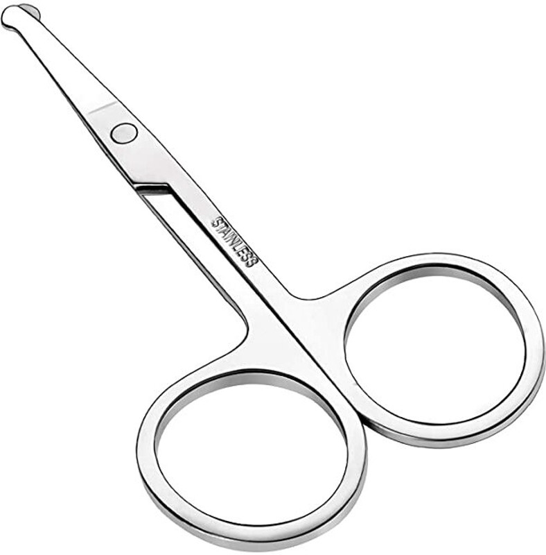 Doberyl Nose Hair Scissors, Facial Hair Trimming Scissors, Stainless Steel Safety Small Grooming Scissors for Eyebrows, Nose, Beard & Mustache Scissors(Set of 1, Silver)