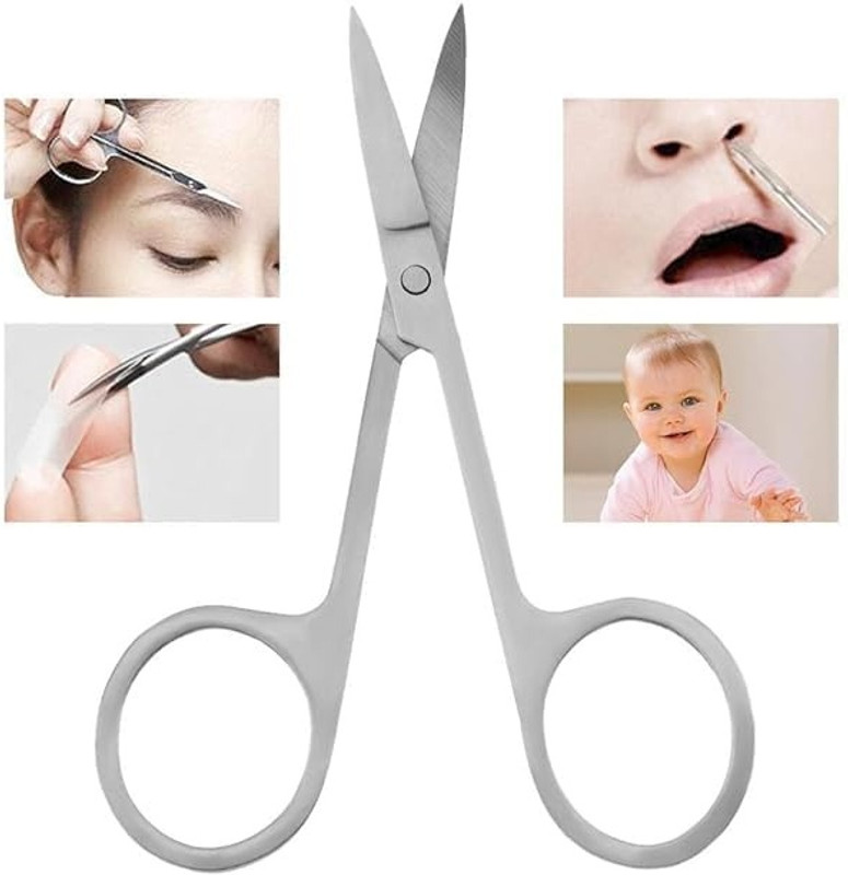 NOXY Grooming Scissor Small Facial Hair Cutting, Moustache Trimming & Beard Trimming Scissors(Set of 1, Silver)
