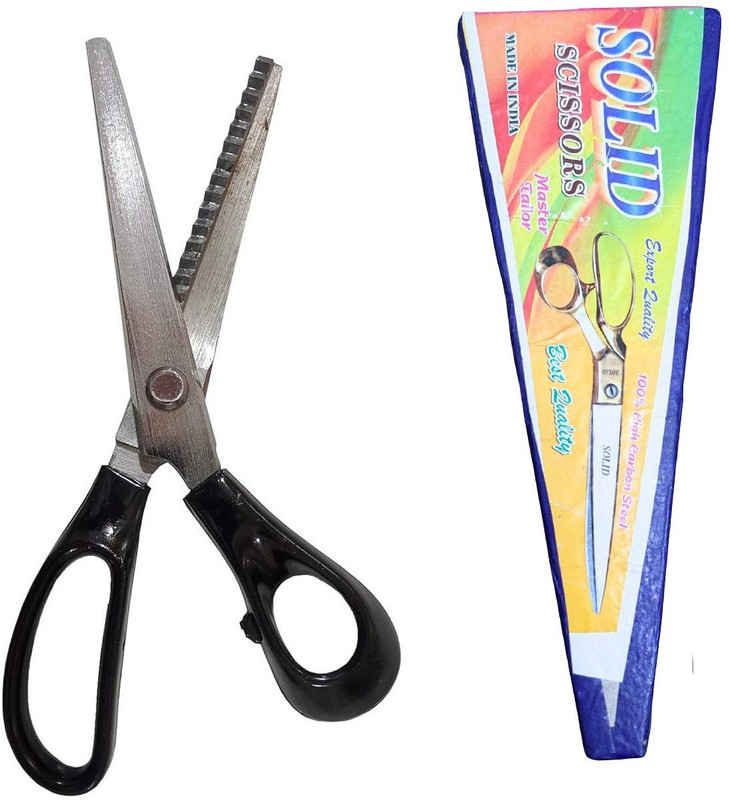 SAZIC Zig Zag Cloth Cutting & Tailoring Pinking for Paper, Photos & Crafts 9 inch Scissors(Set of 1, Black)
