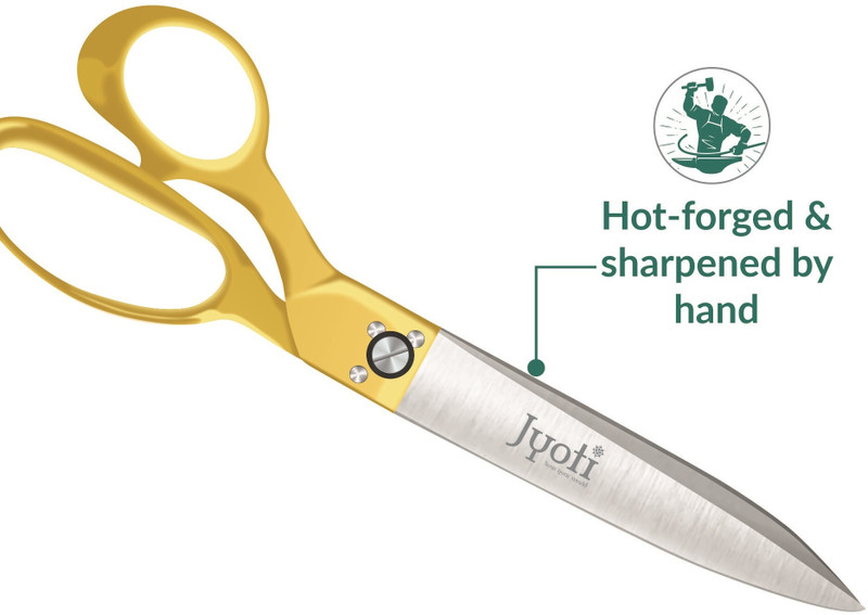 Jyoti Scissor 8" Brass (Classic) American Style, Heavy Weight & Multi Layer Fabrics, Scissors(Set of 1, Golden)