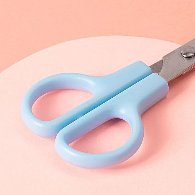 Wolpin 1 PC Craft Scissor for Kids Blunt Tip with Cover Blunt Tip Universal Scissors Scissors(Set of 1, Blue)