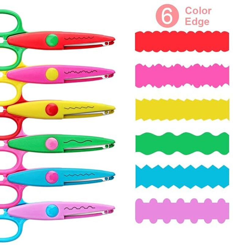 Eclet 6 Creative Edge Craft Scissors | 6 Decorative Patterns | Safe & Colorful Scissors(Set of 1, Multicolor)