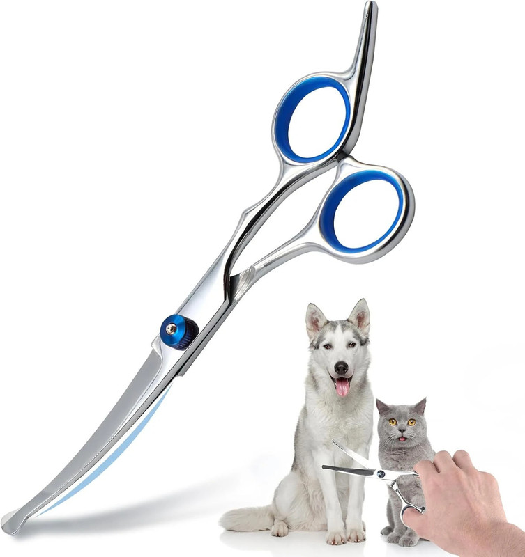 HEZON Dog Scissors for Dogs and Cats, Stainless Steel Fur Scissors Scissors(Set of 1, Silver)