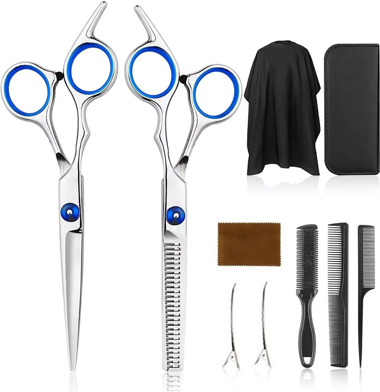 HEZON Professional Hair Cutting Set Barber Scissors Home Using Hair Cutting Scissors(Set of 2, STEEL A1)