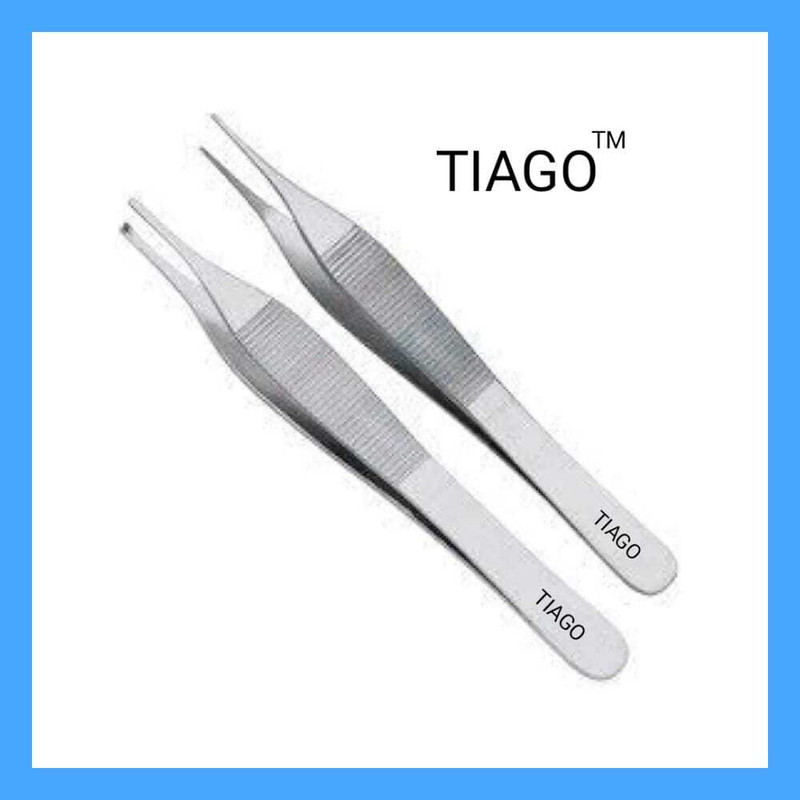 TIAGO Adson forcep 6 inch thooted & non thooted stainless steel Scissors(Set of 2, Silver)