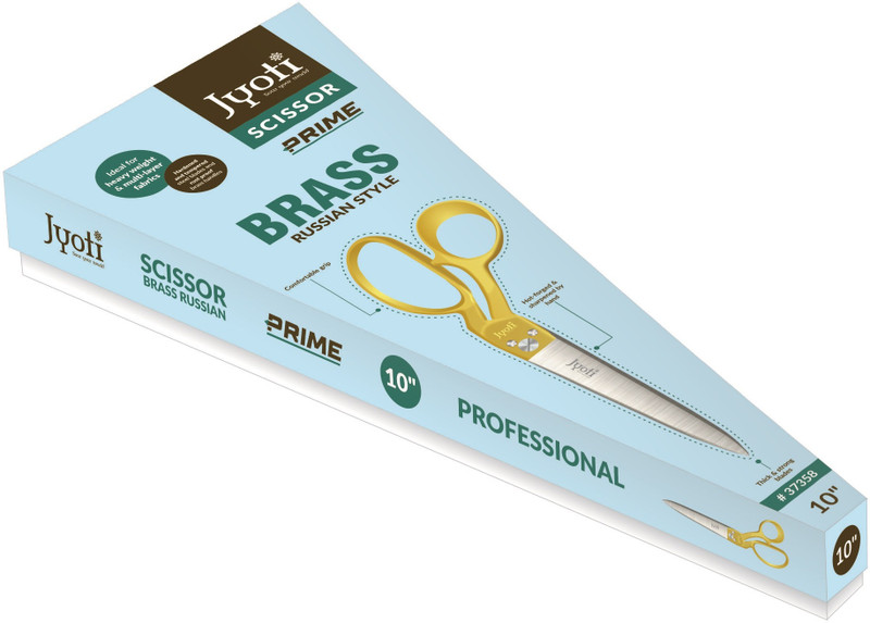 Jyoti Scissor 10" Brass (Prime) Russian Style for Heavy Weight & Multi Layer Fabrics, Scissors(Set of 1, Golden)
