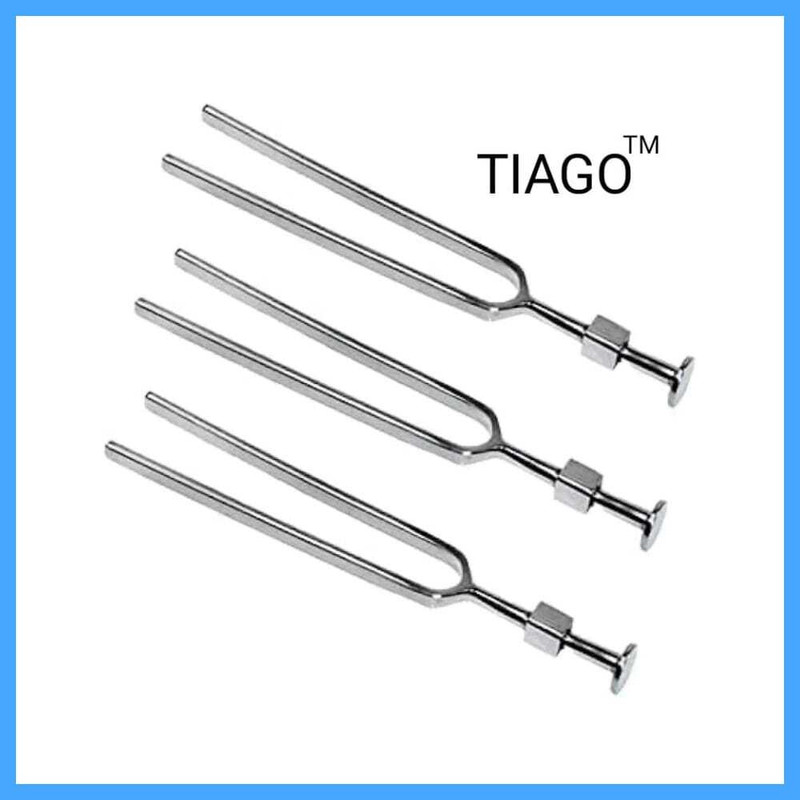 TIAGO Knee Hammer Taylor Model with Tuning Fork Set 128, 256 and 512 Hz Scissors(Set of 3, Silver)