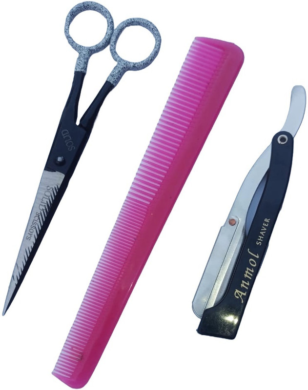 SOLLID 6 Inches Resharpening Professional Salon Barber Hair Cutting Scissor Combo Set Scissors(Set of 1, Black)