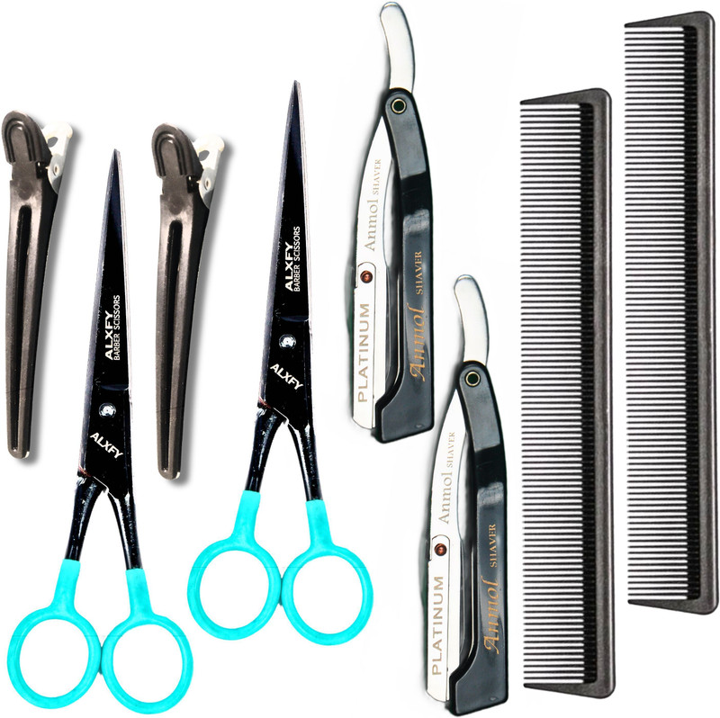 alxfy Salon Hair Cutting Scissors | Professional Barber Man Woman Hair cutt Scissors(Set of 3, Black)