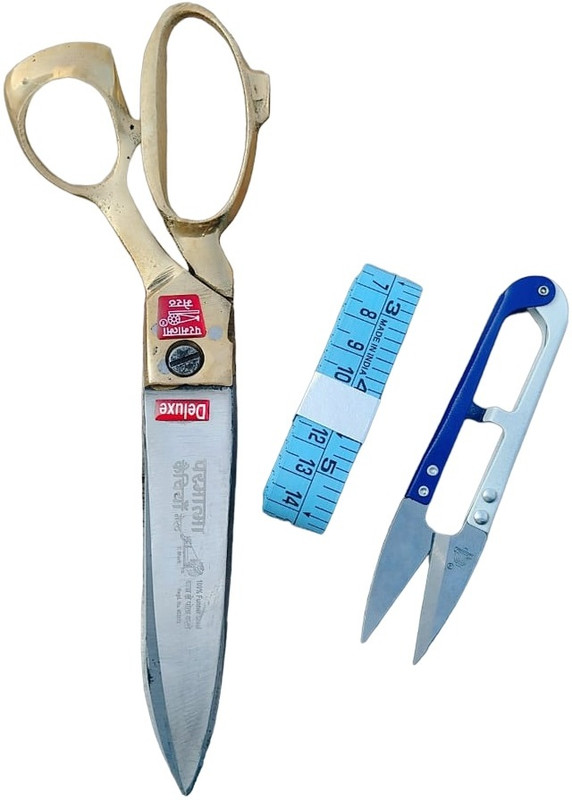 PARMATMAA Scissors Tailoring and Cutting Scissors Heavy Brass Files with Brass Handle Scissors(Set of 1, Gold, Silver)