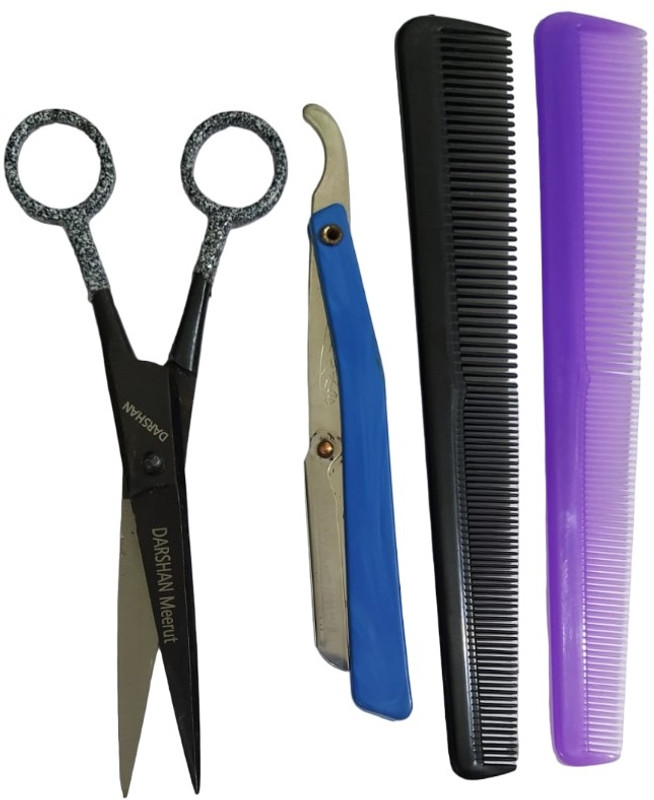 Darshan Hair Cutting Hairdressing Tool Scissor Nose Hair Cutting Combo Scissors(Set of 1, Grey, Black)