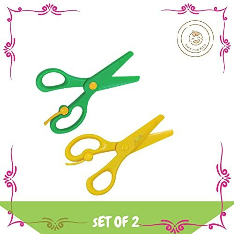 KIDIVO Plastic Kids Safety Craft Scissors/Child-Safe Scissors(Set of 2, Multicolor)