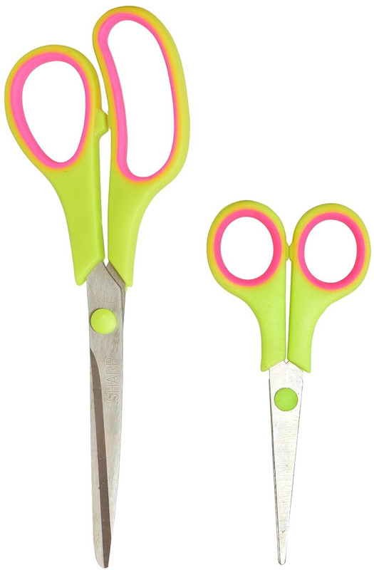 Aezzo Multipurpose with Sharp Blade Use for Paper,Office,School,Art & Craft. Scissors(Set of 2, Multicolor)