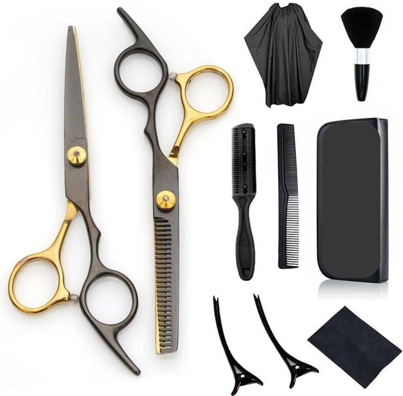 HEZON Hair Cutting Scissors Kit, Professional Barber Shears Set with Hair Scissors EAS Scissors(Set of 1, BLACK BERRY)