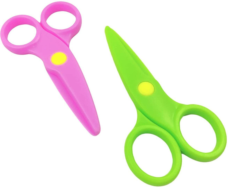 Samvardhan Plastic Scissors for Kids, Decorative Paper Cutting Scissors Scissors(Set of 2, Multicolor)