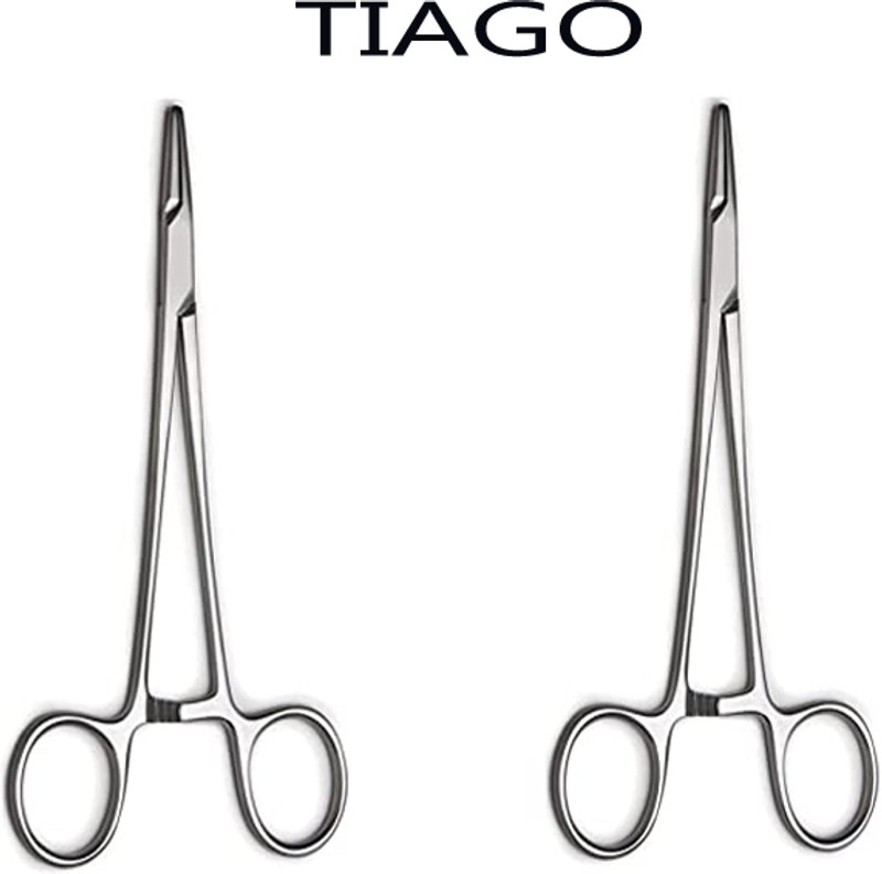 TIAGO Needle holder best quality stainless steel 6 inch 2 pcs set Scissors(Set of 2, Silver)