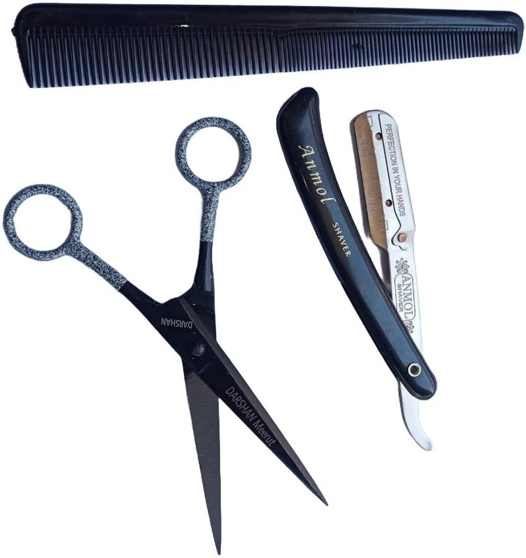 Darshan 6" Hair Cutting Scissor Saloon Scissors Set Combo Razor Comb Set Scissors(Set of 1, Black)