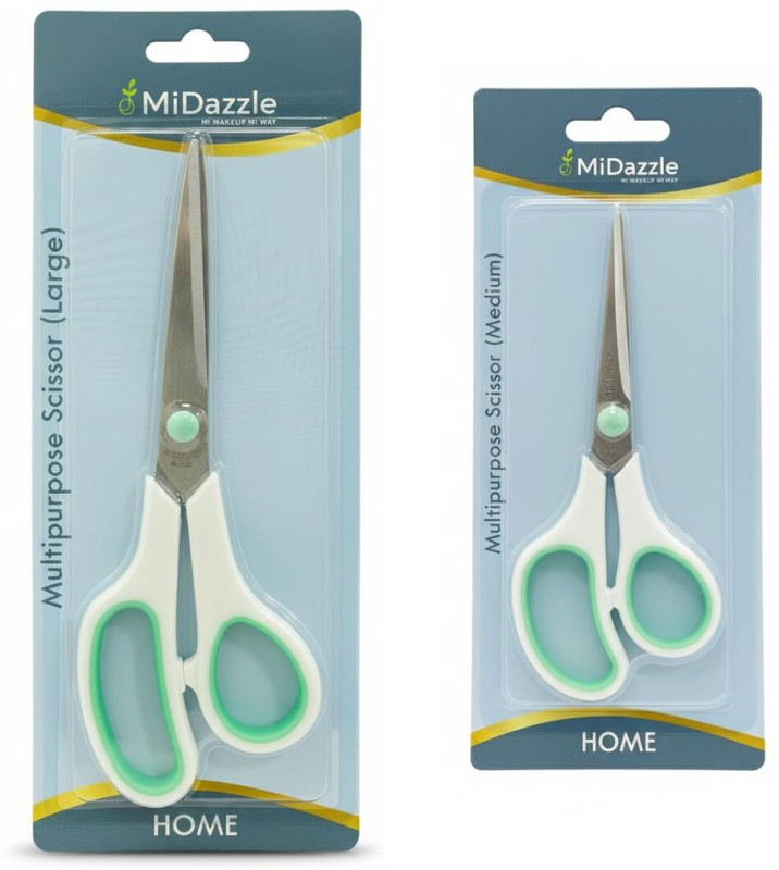 Omidazzle Multipurpose Scissor | Stainless Steel Blade for Home & Office Use Scissors(Set of 2, Multicolor)